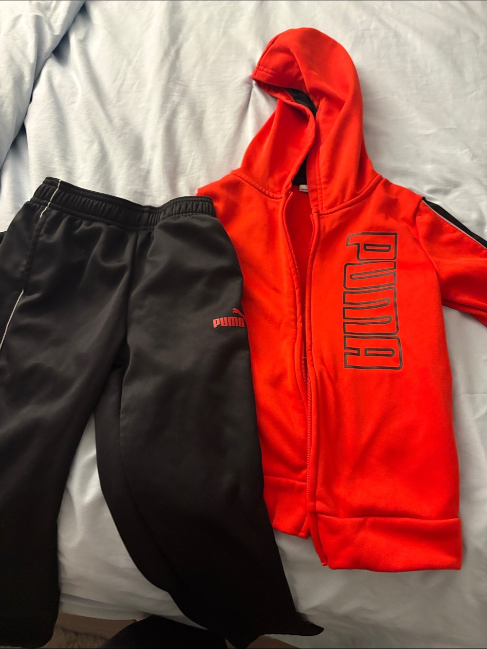 Puma Kids Red Zip Hoodie & Black Joggers Set